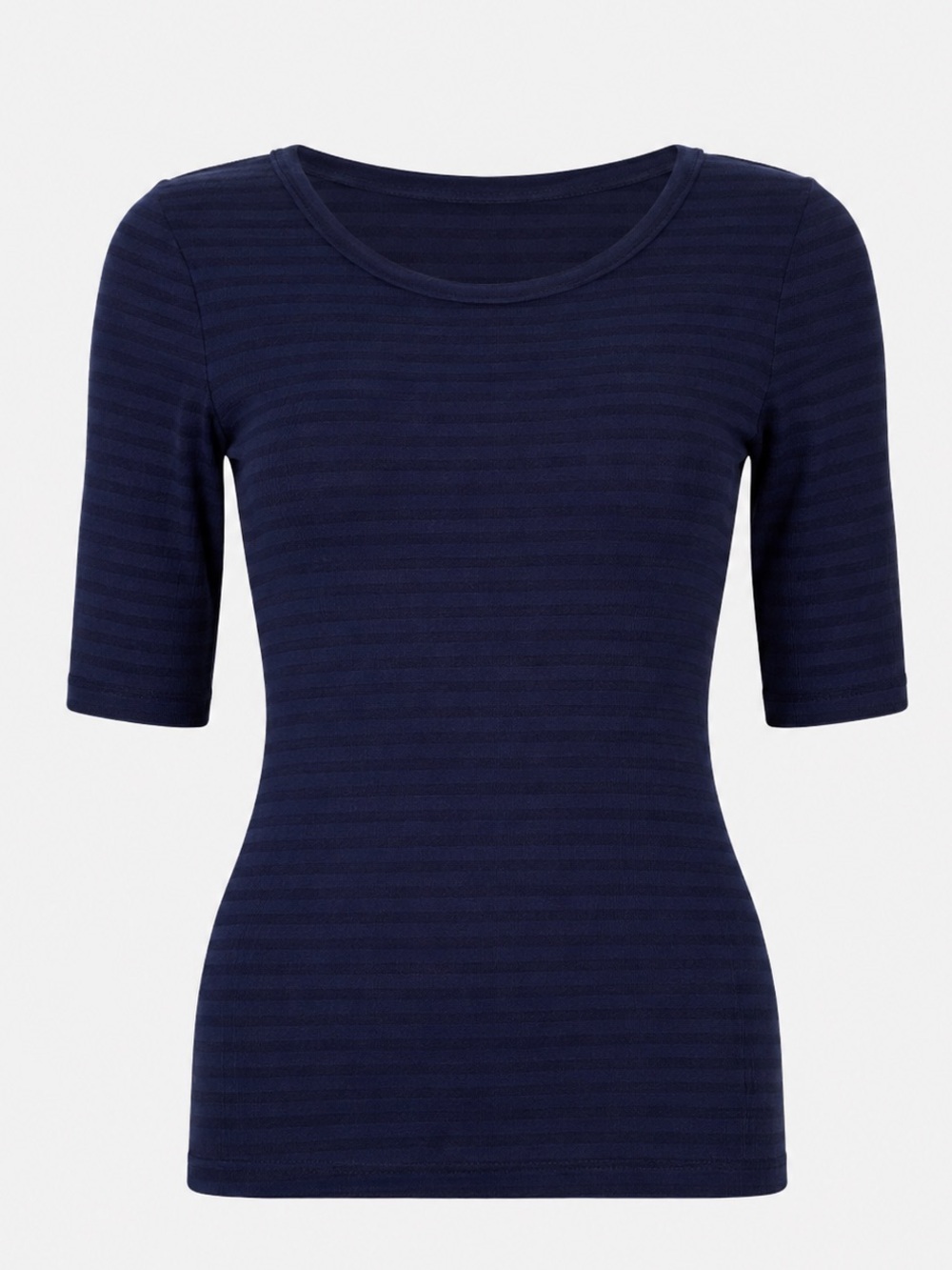 Free People Navy Blue Striped Scoop Neck Top